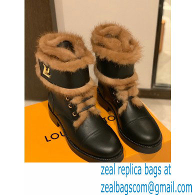 LOUIS VUITTON WONDERLAND SHEARLING BOOTS black 1A5LNF