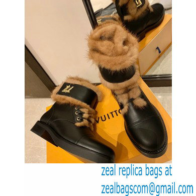 LOUIS VUITTON WONDERLAND SHEARLING BOOTS black 1A5LNF