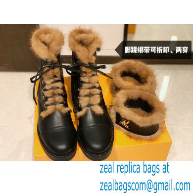 LOUIS VUITTON WONDERLAND SHEARLING BOOTS black 1A5LNF