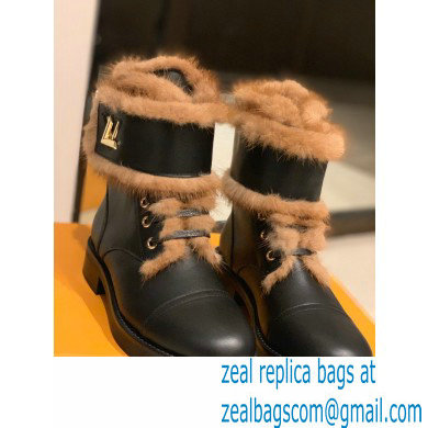 LOUIS VUITTON WONDERLAND SHEARLING BOOTS black 1A5LNF