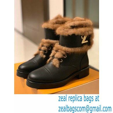 LOUIS VUITTON WONDERLAND SHEARLING BOOTS black 1A5LNF