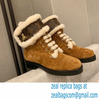 LOUIS VUITTON WONDERLAND SHEARLING BOOTS brown 1A5LNF