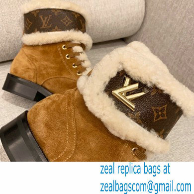 LOUIS VUITTON WONDERLAND SHEARLING BOOTS brown 1A5LNF