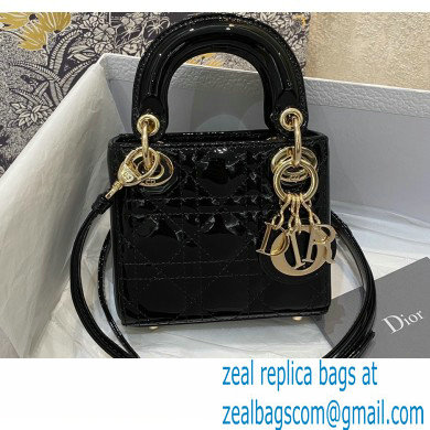 Lady Dior Micro Bag in Patent Cannage Calfskin Black 2021 - Click Image to Close