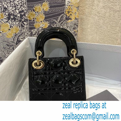 Lady Dior Micro Bag in Patent Cannage Calfskin Black 2021 - Click Image to Close