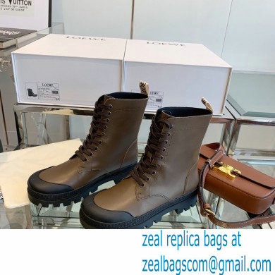 Loewe Combat Boots in calfskin Khaki Green 2021