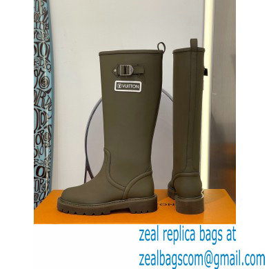 Louis Vuitton Territory Flat High Boots Buckle and Studs Kaki Green 2021 - Click Image to Close