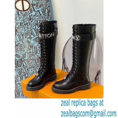 Louis Vuitton Territory Flat High Ranger Boots Adjustable Strap Black 2021