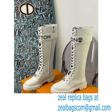 Louis Vuitton Territory Flat High Ranger Boots Adjustable Strap White 2021