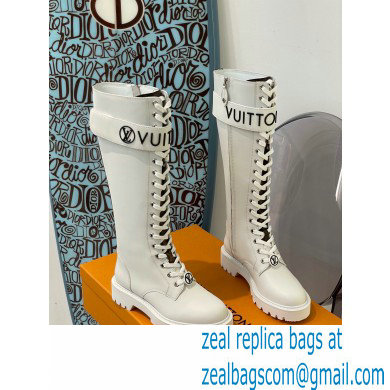Louis Vuitton Territory Flat High Ranger Boots Adjustable Strap White 2021