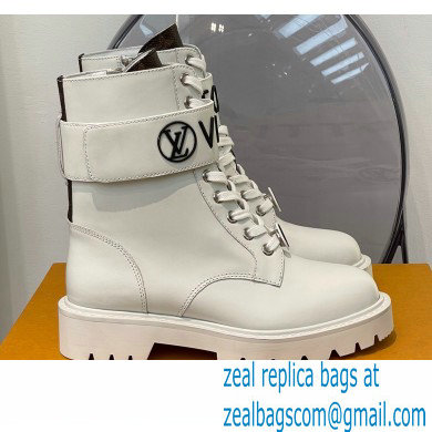 Louis Vuitton Territory Flat Ranger Boots Adjustable Strap White 2021
