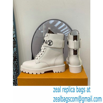 Louis Vuitton Territory Flat Ranger Boots Adjustable Strap White 2021