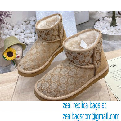 UGG x Gucci Shearling Lining Ankle Boots Beige 2021 - Click Image to Close