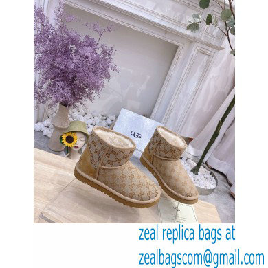 UGG x Gucci Shearling Lining Ankle Boots Beige 2021