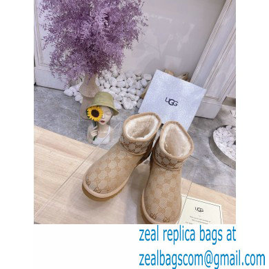 UGG x Gucci Shearling Lining Ankle Boots Beige 2021