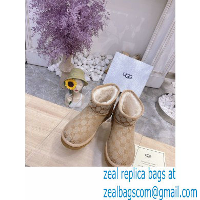 UGG x Gucci Shearling Lining Ankle Boots Beige 2021 - Click Image to Close