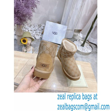 UGG x Gucci Shearling Lining Ankle Boots Beige 2021 - Click Image to Close