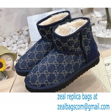 UGG x Gucci Shearling Lining Ankle Boots Denim Blue 2021
