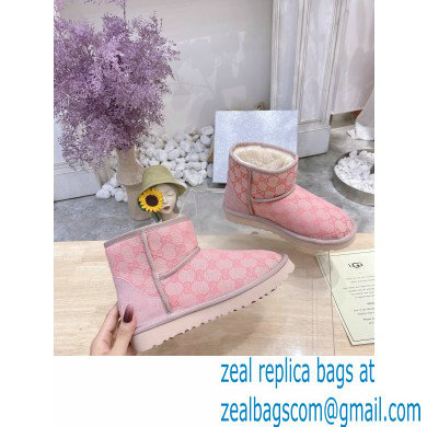 UGG x Gucci Shearling Lining Ankle Boots Pink 2021 - Click Image to Close