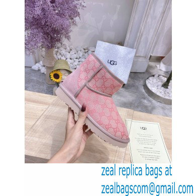 UGG x Gucci Shearling Lining Ankle Boots Pink 2021