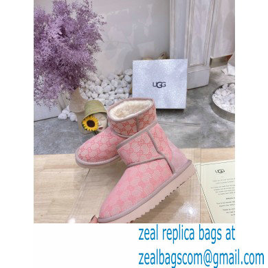 UGG x Gucci Shearling Lining Ankle Boots Pink 2021