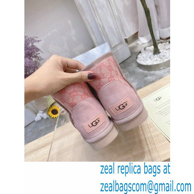 UGG x Gucci Shearling Lining Ankle Boots Pink 2021