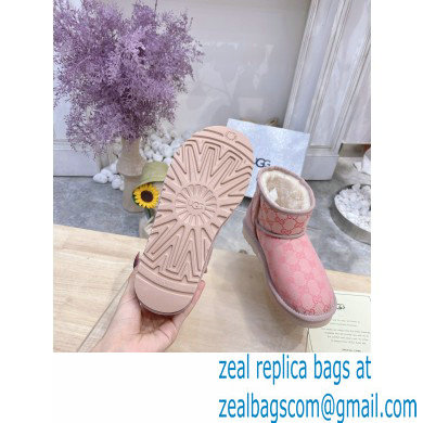 UGG x Gucci Shearling Lining Ankle Boots Pink 2021 - Click Image to Close