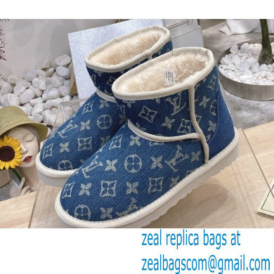 UGG x Louis Vuitton Shearling Lining Ankle Boots Blue 2021