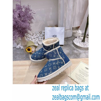 UGG x Louis Vuitton Shearling Lining Ankle Boots Blue 2021