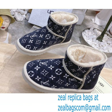 UGG x Louis Vuitton Shearling Lining Ankle Boots Dark Blue 2021 - Click Image to Close