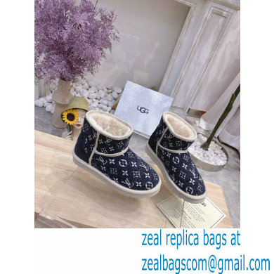 UGG x Louis Vuitton Shearling Lining Ankle Boots Dark Blue 2021 - Click Image to Close