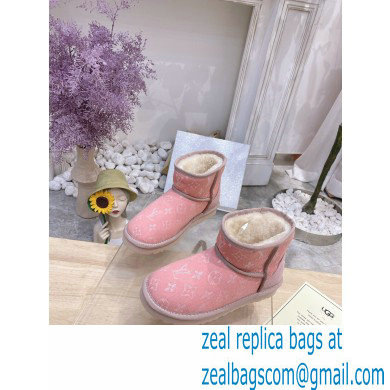 UGG x Louis Vuitton Shearling Lining Ankle Boots Pink 2021