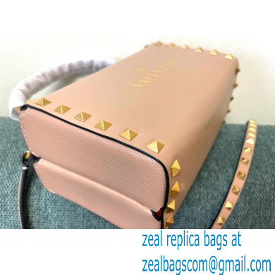 Valentino Rockstud Alcove Grainy Calfskin Box Bag Nude Pink 2021 - Click Image to Close