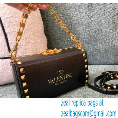 Valentino Rockstud Alcove Grainy Calfskin Clutch Bag Black 2021