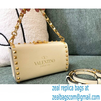 Valentino Rockstud Alcove Grainy Calfskin Clutch Bag White 2021