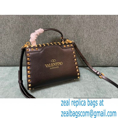 Valentino Small Rockstud Alcove Grainy Calfskin Handbag Black With All-over Studs 2021