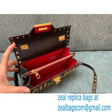 Valentino Small Rockstud Alcove Grainy Calfskin Handbag Black With All-over Studs 2021