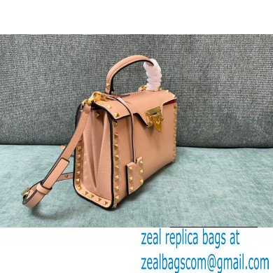 Valentino Small Rockstud Alcove Grainy Calfskin Handbag Nude Pink 2021