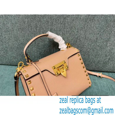 Valentino Small Rockstud Alcove Grainy Calfskin Handbag Nude Pink 2021