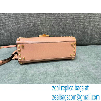 Valentino Small Rockstud Alcove Grainy Calfskin Handbag Nude Pink 2021