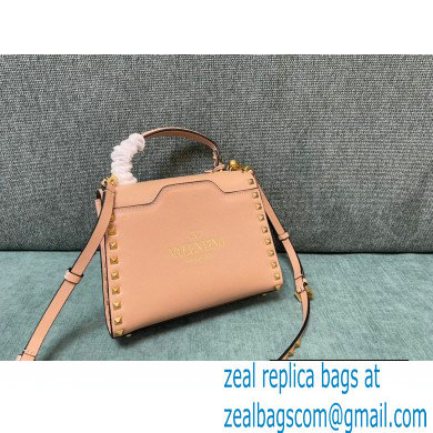 Valentino Small Rockstud Alcove Grainy Calfskin Handbag Nude Pink 2021