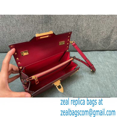Valentino Small Rockstud Alcove Grainy Calfskin Handbag Red 2021