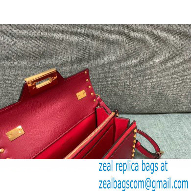 Valentino Small Rockstud Alcove Grainy Calfskin Handbag Red 2021