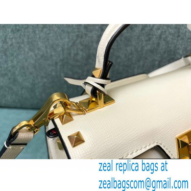 Valentino Small Rockstud Alcove Grainy Calfskin Handbag White 2021