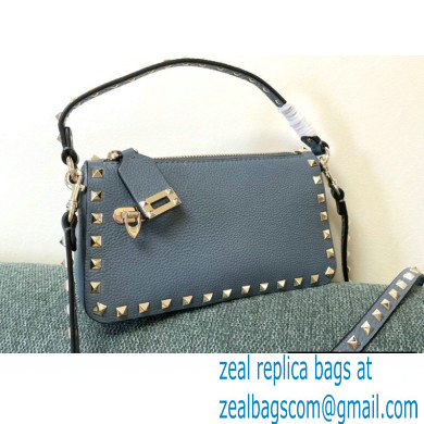 Valentino Small Rockstud Grainy Calfskin Crossbody Bag Azure Blue 2021