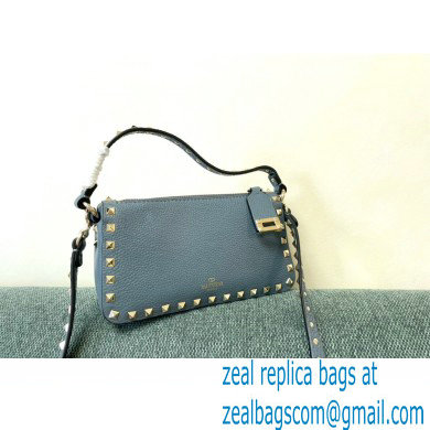 Valentino Small Rockstud Grainy Calfskin Crossbody Bag Azure Blue 2021 - Click Image to Close