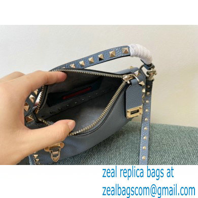 Valentino Small Rockstud Grainy Calfskin Crossbody Bag Azure Blue 2021 - Click Image to Close