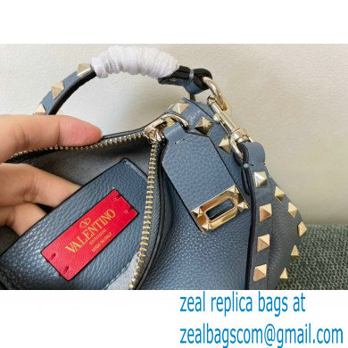 Valentino Small Rockstud Grainy Calfskin Crossbody Bag Azure Blue 2021 - Click Image to Close