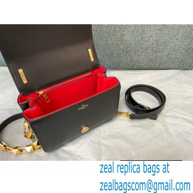 Valentino Stud Sign Grainy Calfskin Shoulder Bag Black 2021