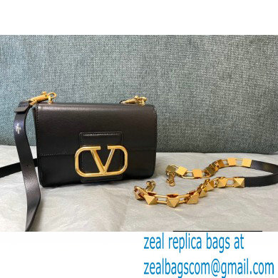 Valentino Stud Sign Grainy Calfskin Shoulder Bag Black 2021